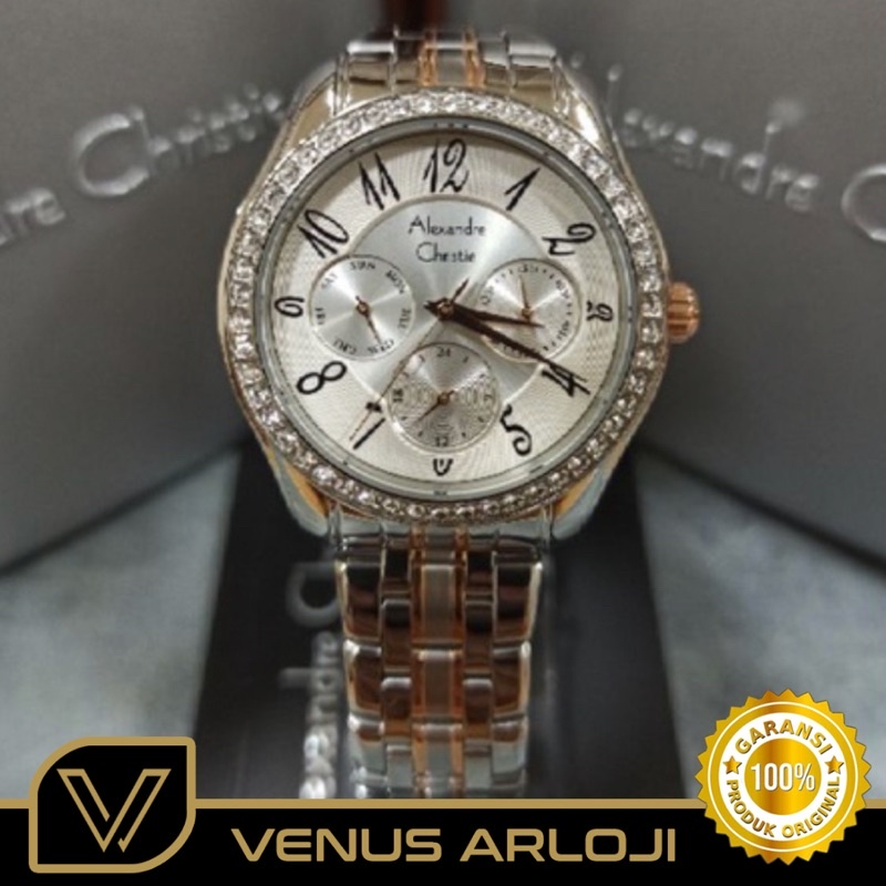 Jam Alexandre Christie AC 2497 BF BTR Wanita Rantai Silver Rosegold Bulat