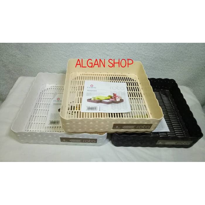Terlaris Claris/L/keranjang/baki/nampan/tray/wadah/plastik motif anyaman rotan