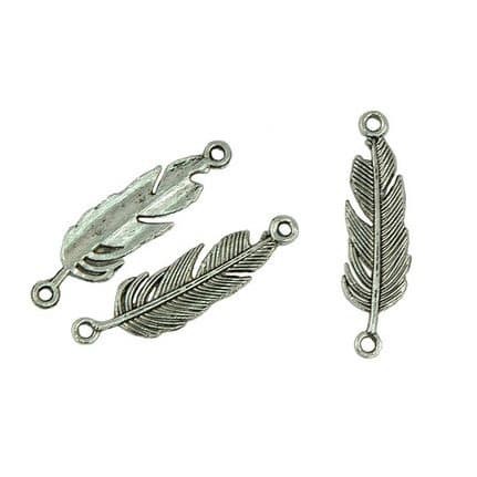 Feather Style Enamel - Conector Charm Bentuk Bulu (20pcs)