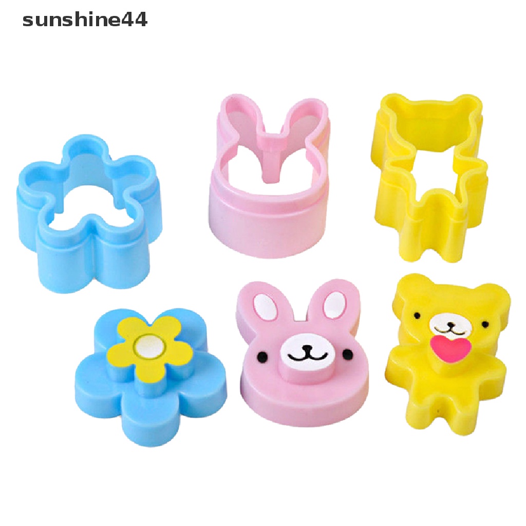 Sunshine 3pcs Cetakan Cutter Bentuk Kelinci / Panda / Bunga Untuk Membuat Sandwich / Cookie / Roti / Bento