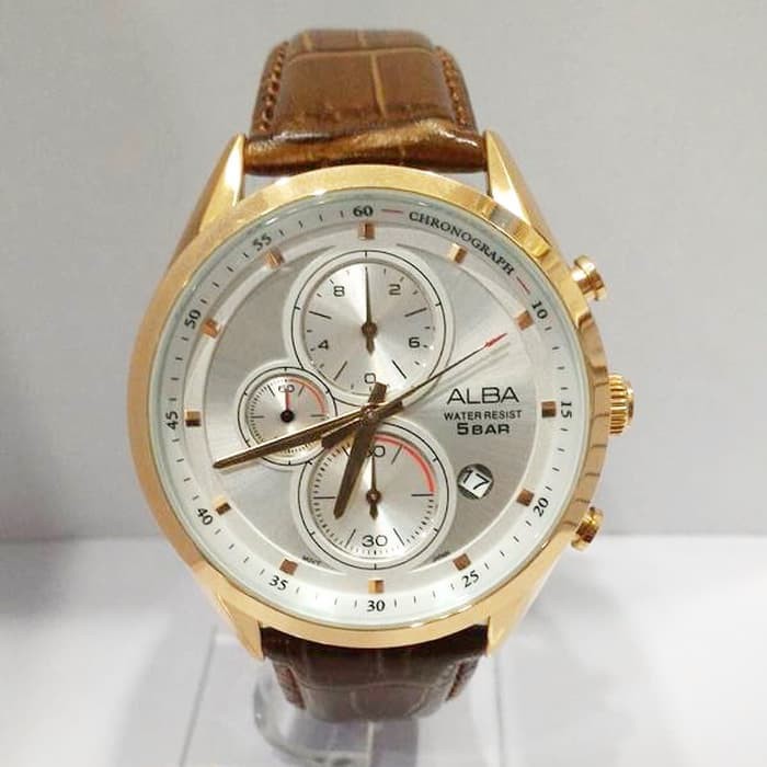 Alba Quartz AM3430X1 Chronograph Leather - Jam Tangan Pria AM3430