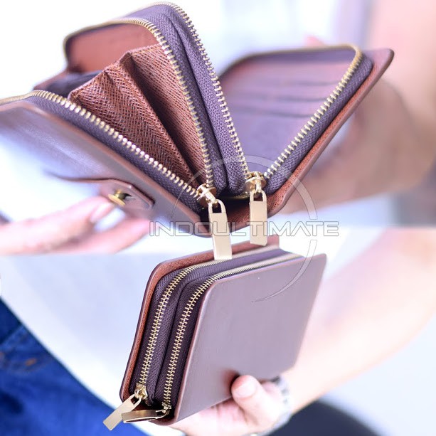 Dompet Pria HM-138-1 - Brown / Dompet Cowok Kartu ATM Panjang Lipat Kulit Import Murah