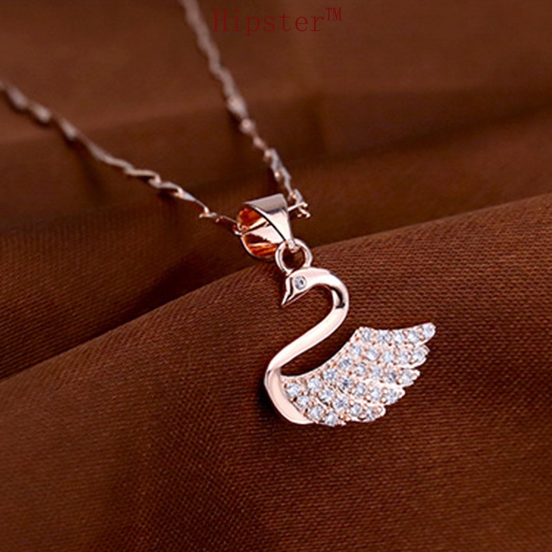 Hot Sale Luxury Moissanite Rose Gold Swan Pendant Silver Necklace