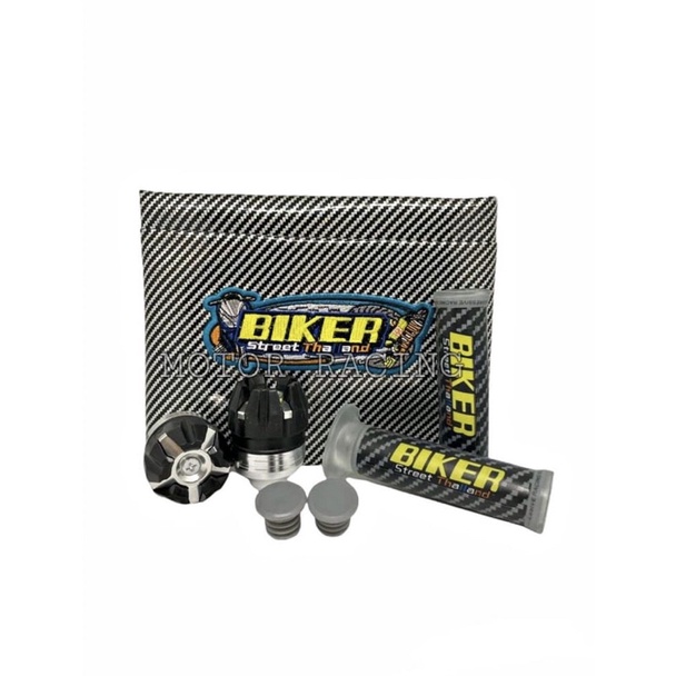 Kulit Jok Carbon Variasi Biker plus Jalu As plus Handgrip BIKER Universal Aksoris Motor