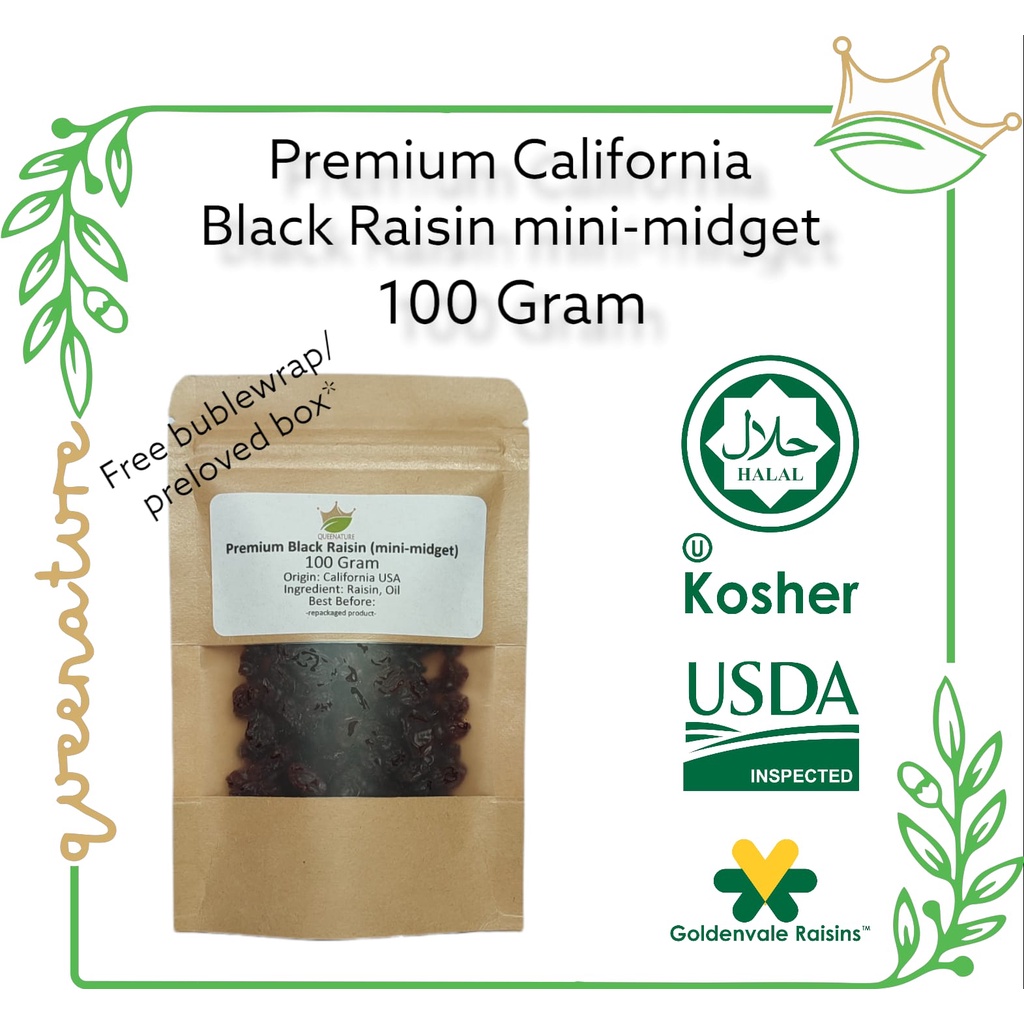 California Black Raisin Mini-midget 100 Gram/ Kismis Hitam Premium