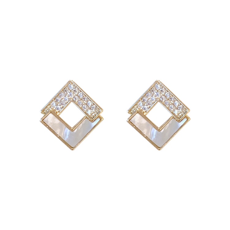 Anting Tusuk Gantung Bahan Sterling silver 925 Desain Geometri hollow Gaya Korea / simple Untuk Wanita