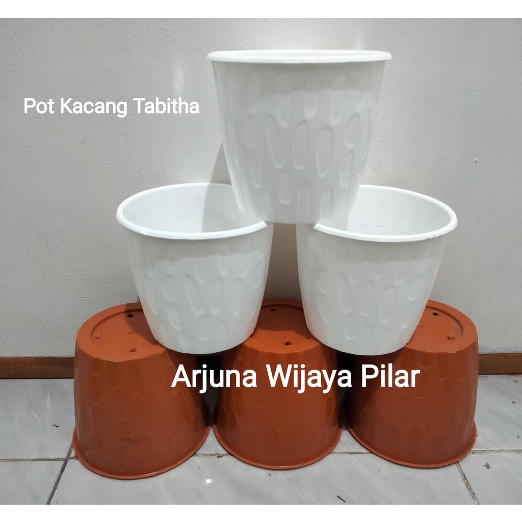 Pot kacang Tabitha uk 15 Putih &amp; Bata +Bubblewrap