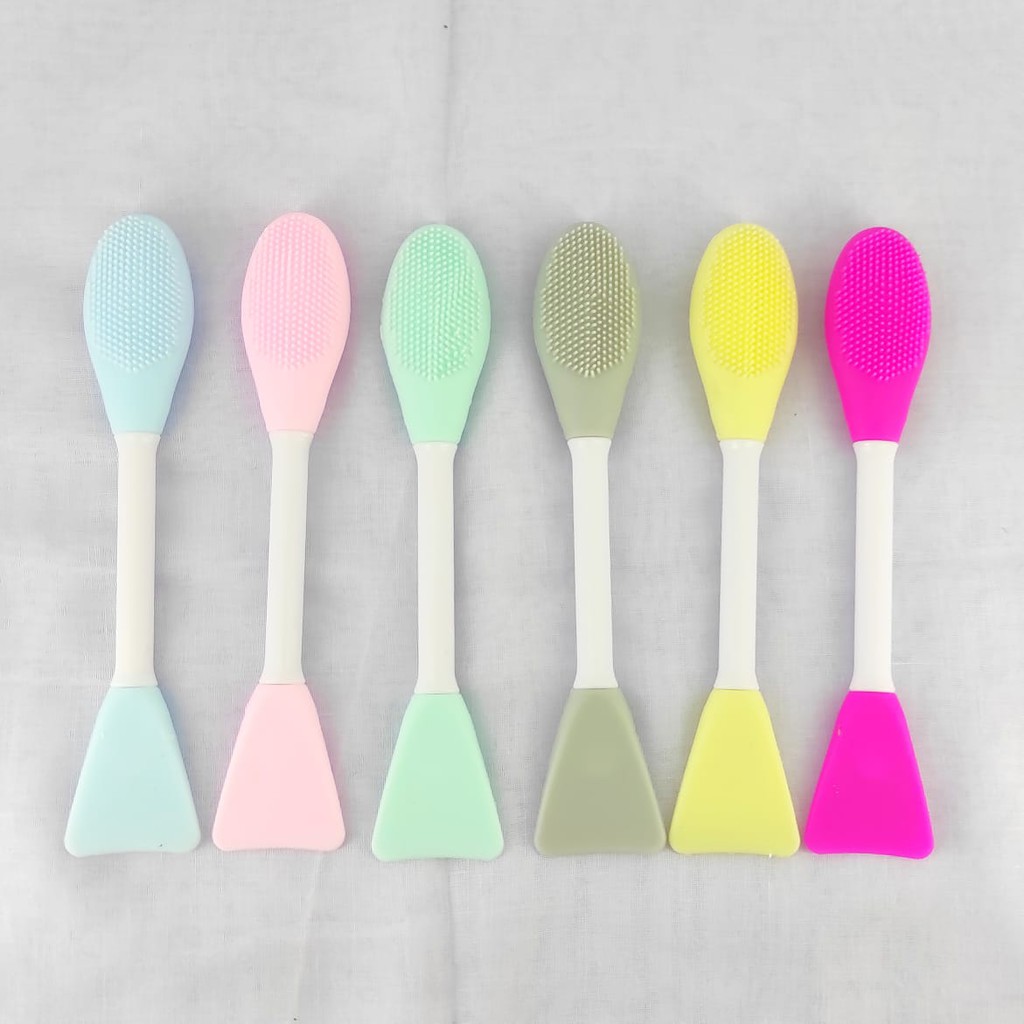 Kuas Spatula Silicon 2 in 1 / Spatula Silicon + Face Brush