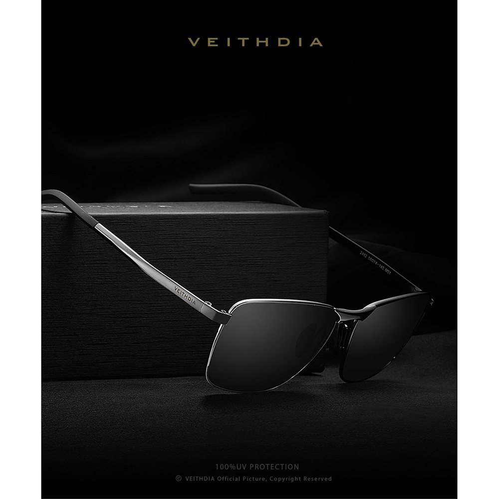 Veithdia Kacamata Vintage UV Polarized Sunglasses 2462 HITAM