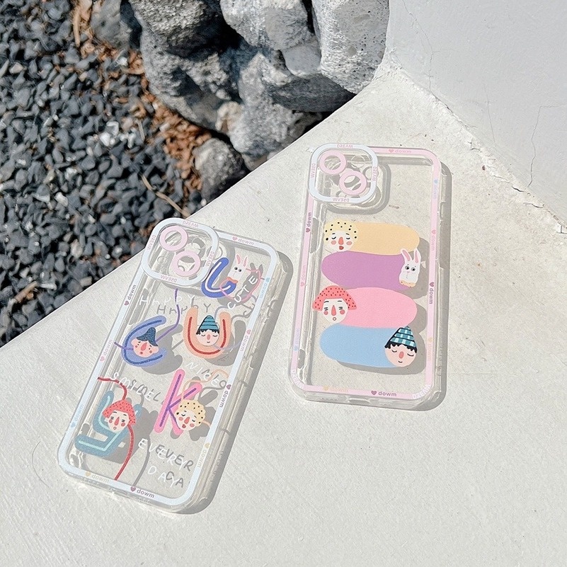 Soft Case Silikon TPU Bening Motif Kartun Anak Laki-Laki Dan Perempuan Untuk IPhone 13 12 11 Pro Max X Xr Xs SE 2020 Max 8 7 6 6s Plus