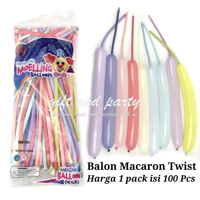 Balon Twist Pastel 1 pack isi 100 pcs/ Balon Per Pack / Balon Cacing