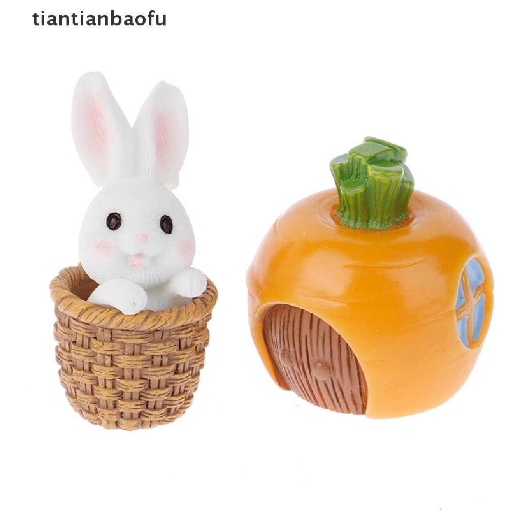 [tiantianbaofu] Mini Rabbit Easter Decor Hare Animal Figurine Resin Craft Bunny Garden Ornaments Boutique