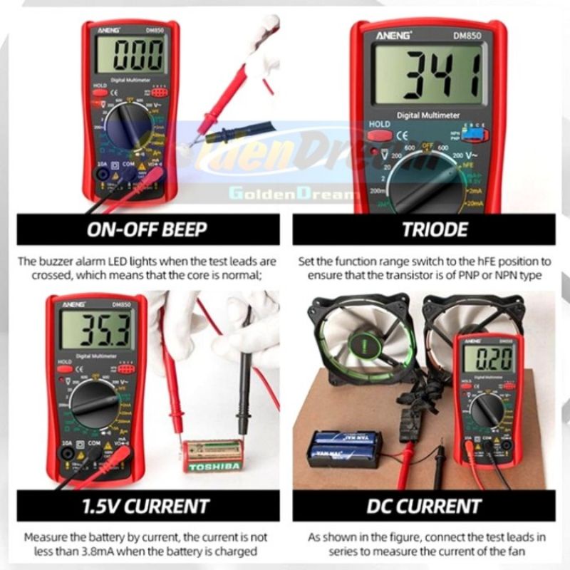 Multimeter/Multitester/Avometer Digital Alat Tester AC/DC - ANENG DM850