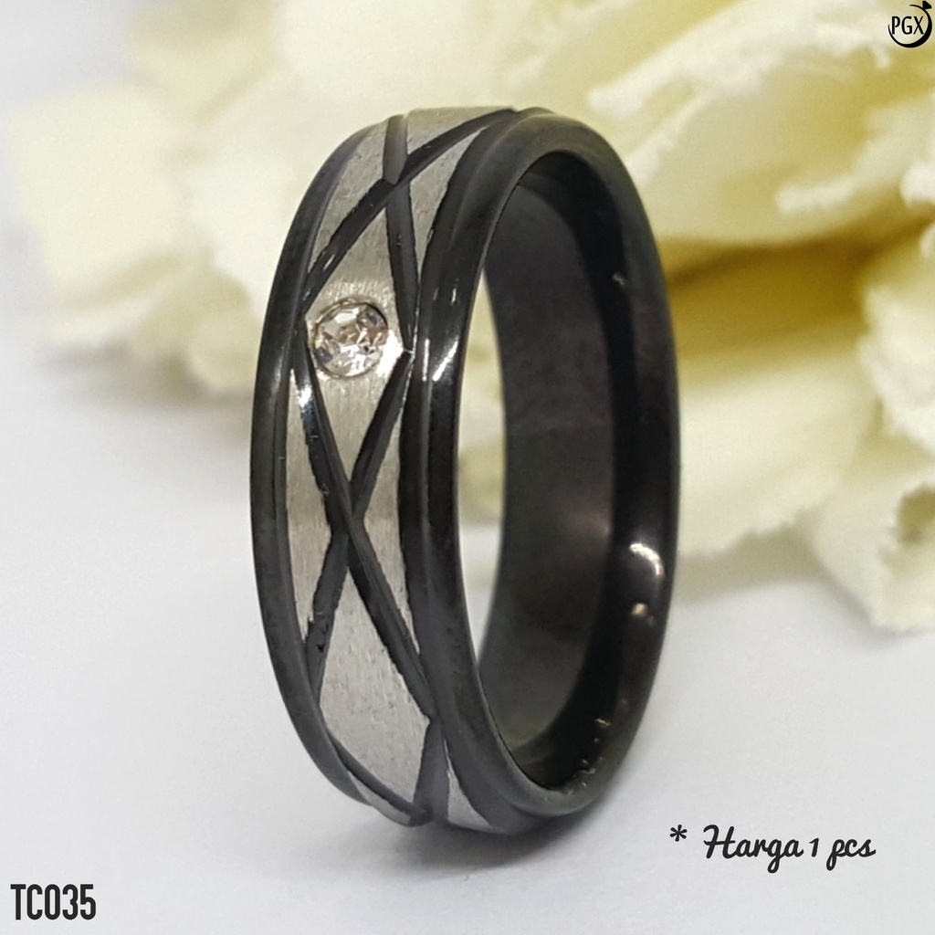 PGX Cincin Titanium Couple Emas Tunangan Aksesoris Fashion Perhiasan Anti Karat - TC035