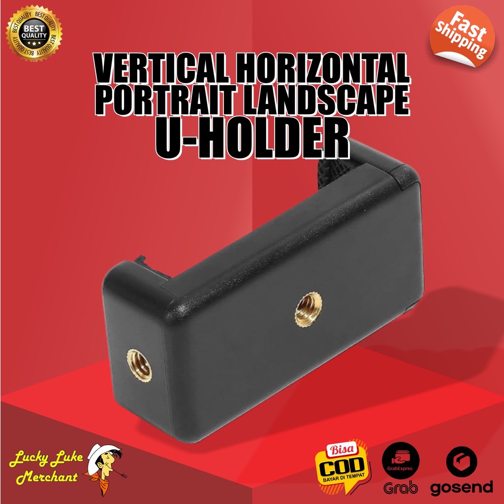 U Holder Besar Clamp Handphone Tripod Monopod Tongsis Holder Hp Type Vertical Horizontal Universal Android Iphone-1