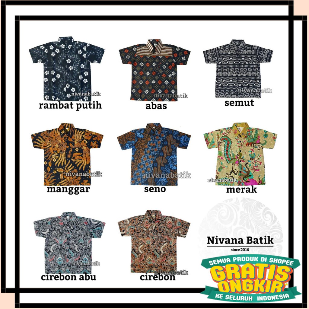 BATIK ANAK DEWASA ORANGTUA ALISAN / NIVANA BATIK - Kemeja Anak ABAS CIREBON MANGGAR SEMUT