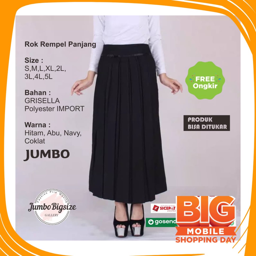 Plisket Jins Dnim MEkar biru merah hitam kuning hijau putih abu /  Cod Gosend Rok Panjang Wanita JUM
