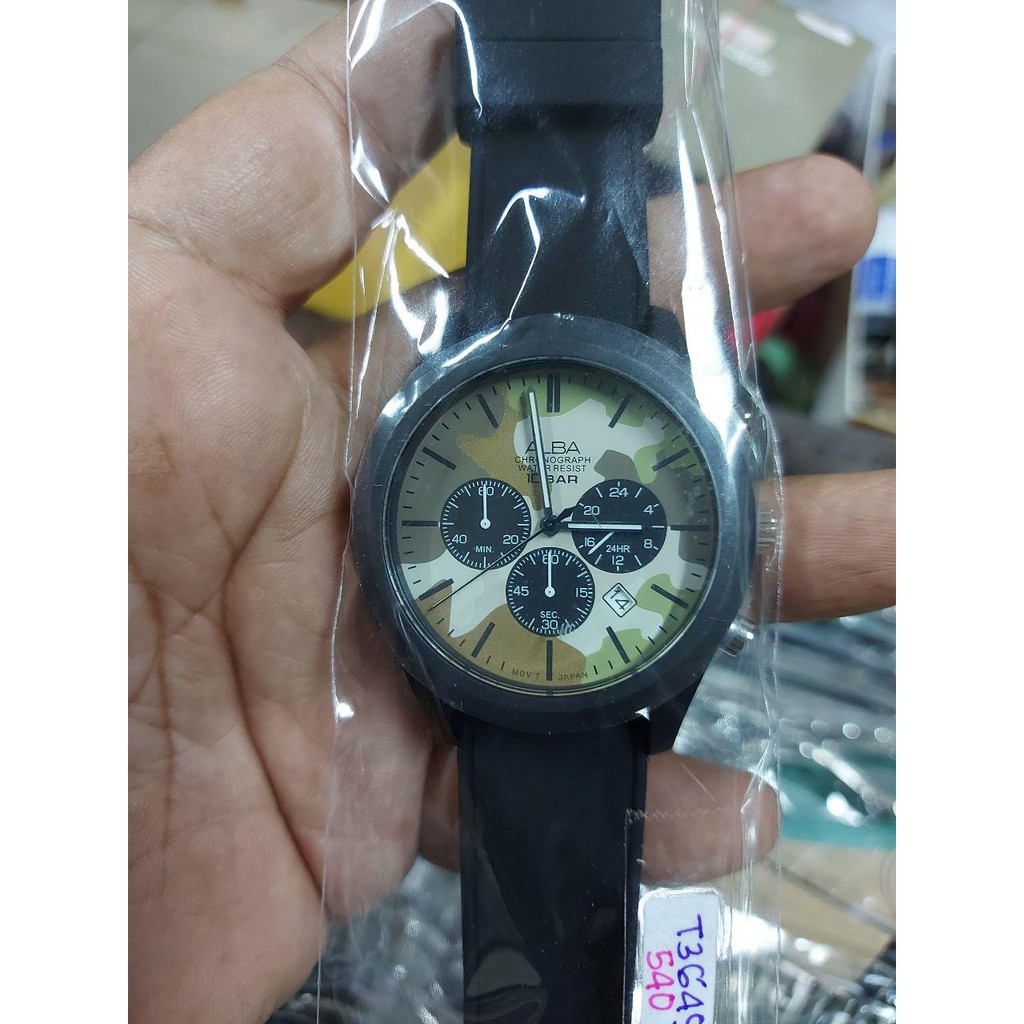 Alba Quartz AT3G49X1 Chronograph Black Rubber - Jam Tangan Pria AT3G49