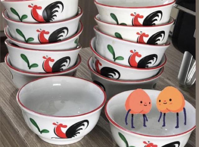 Satu Lusin Mangkok Ayam Mini Kopin / Mangkok Sambal Keramik