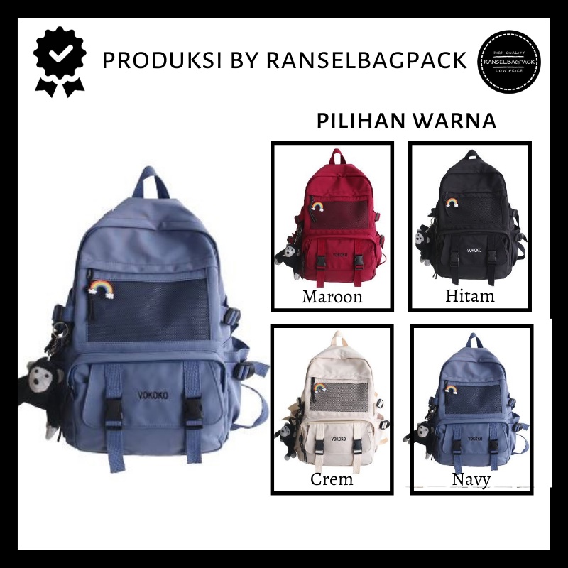 Tas Ransel Punggung Backpack Kanvas Bahu Simple Kekinian Model Kasual Termurah Terbaru Korea Remaja Travel Baru Multifungsi Backpack Pria Wanita Cewek Cowok 002