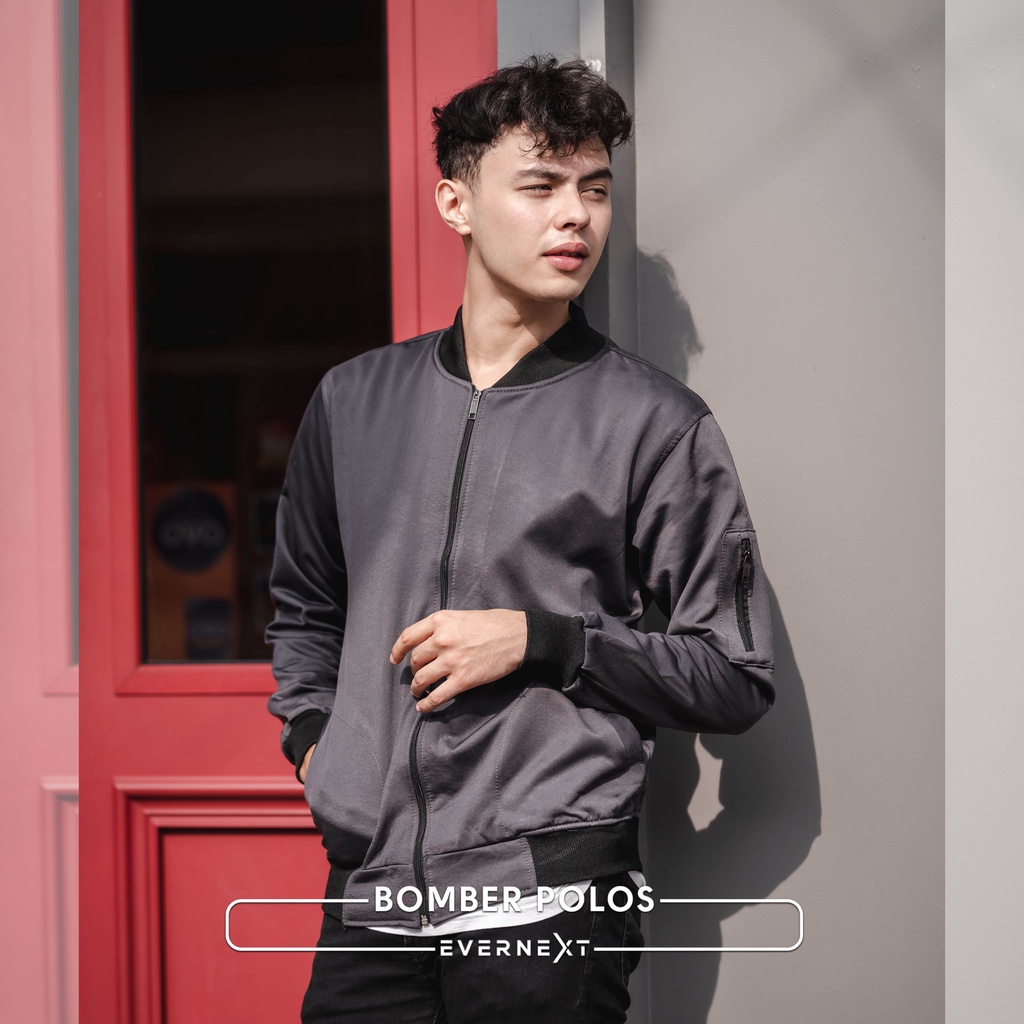 Jaket Cowok BOMBER POLOS Jacket Casual Motor Pria