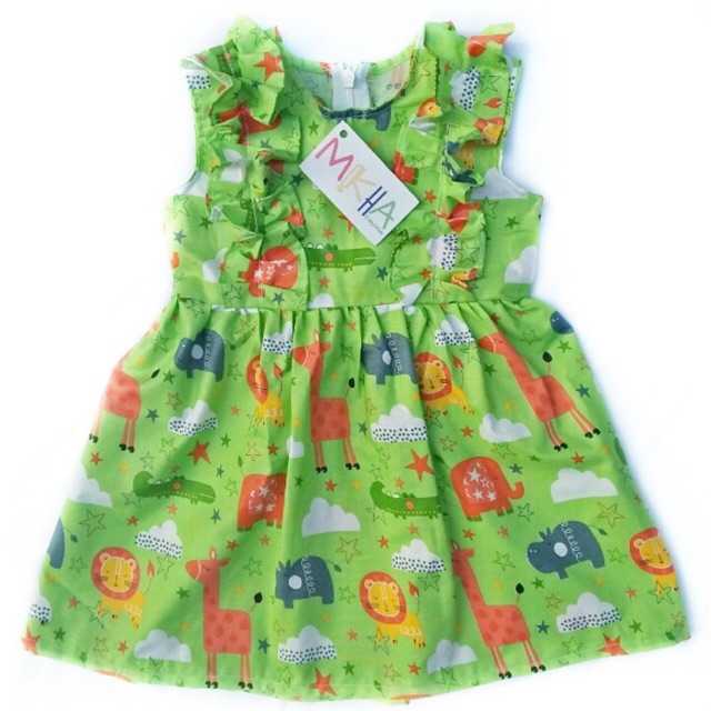 Dress anak katun catra lucu dengan resleting di punggung