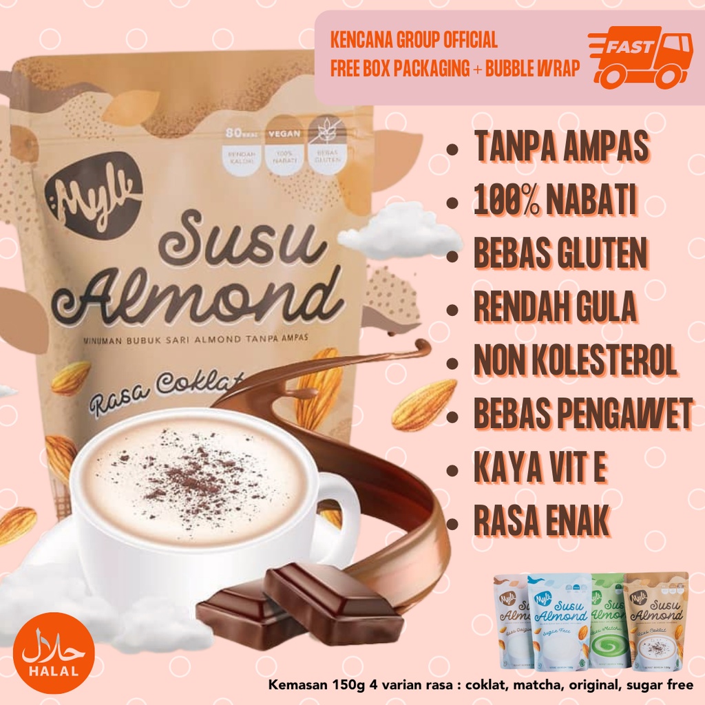 

Susu Diet MYLK Susu Almond Diet Gluten & Sugar Free 100% Alami Tanpa Ampas 150g 10x Minum