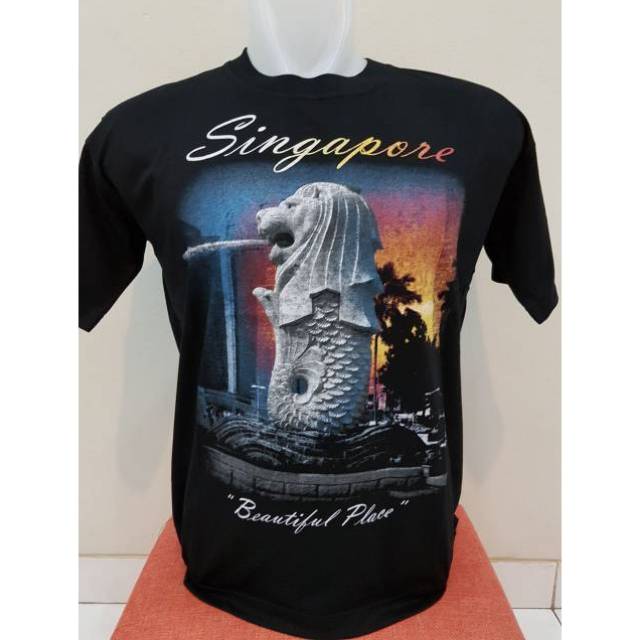  Kaos  Hitam  Souvenir Negara Singapore Singapura Shopee  