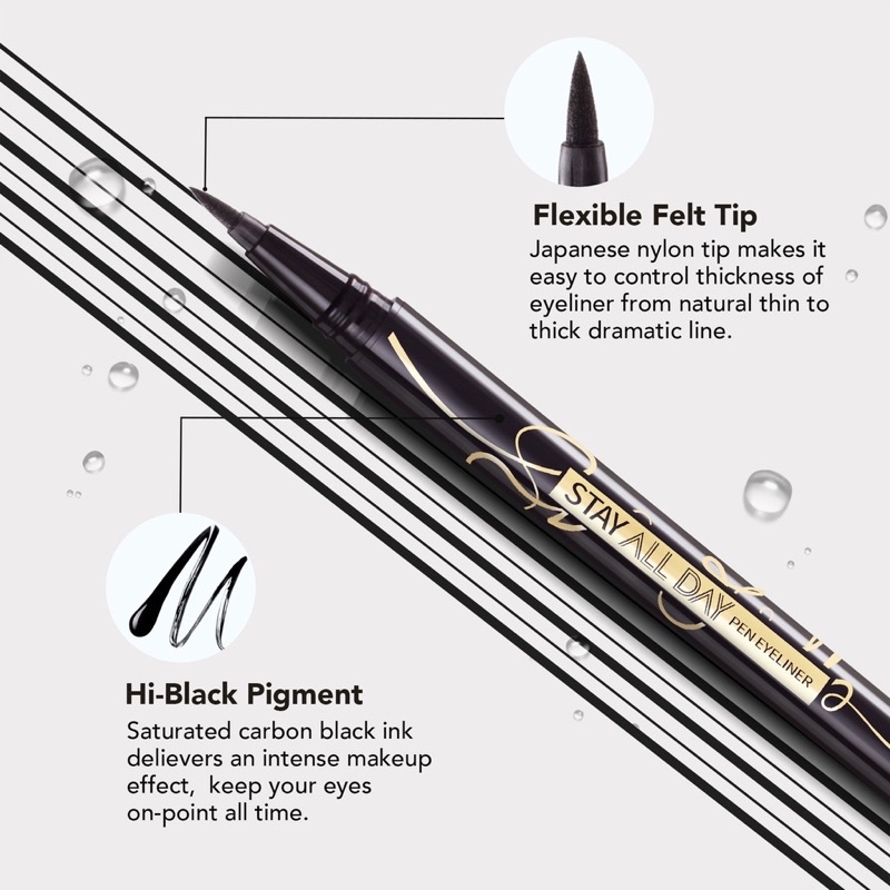 YOU Stay All Day Pen Eyeliner Black Waterproof | Tahan 24 jam Eyeliner Hitam