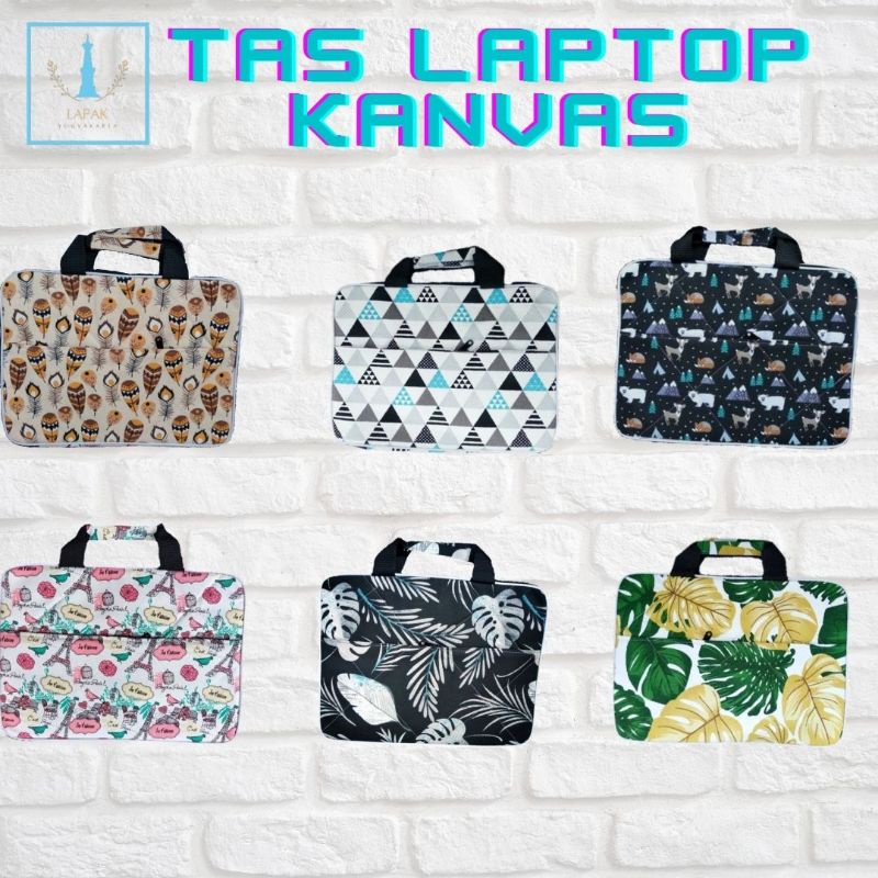 Tas Laptop Wanita Jinjing 14 Inch/Tas Laptop Kanvas Motif Murah/Tas Laptop Asus Acer Lenovo 14 Inch