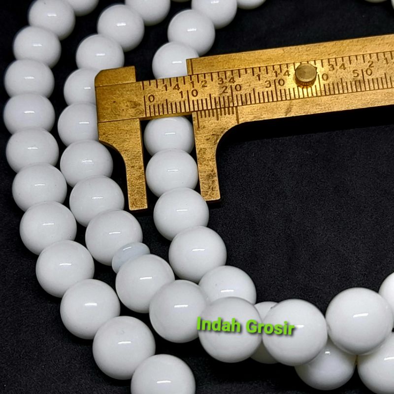 TASBIH JUMBO BATU GIOK PUTIH SUSU 12MM 99BUTIR NATURAL