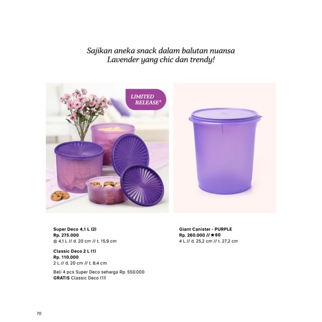 giant canister toples tupperware ungu