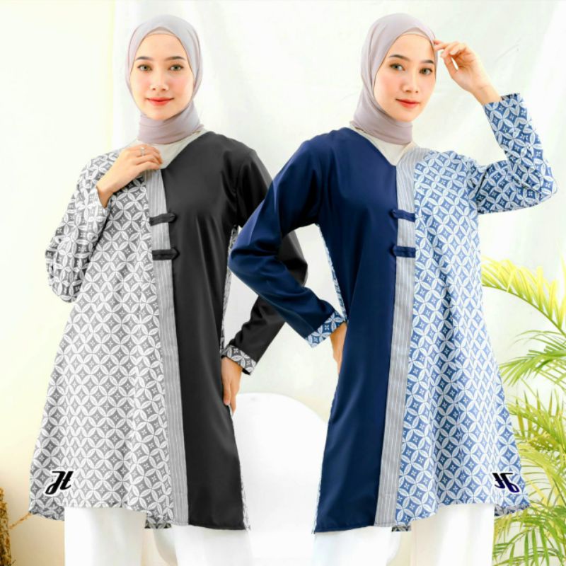 Baju Batik Wanita Modern M L XL XXL Atasan Batik Kerja Kantor Wanita Tunik Batik Seragam Batik Modern