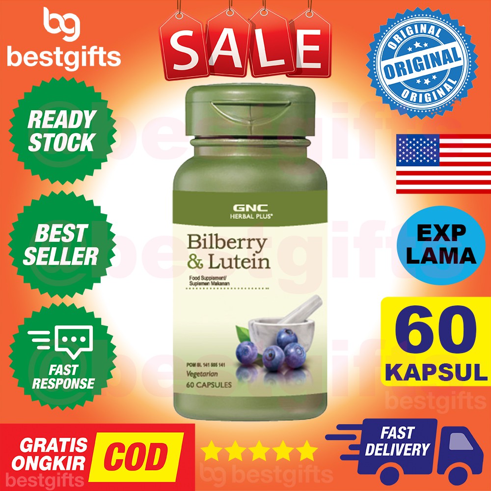 GNC HERBAL PLUS BILBERRY PLUS LUTEIN PENGLIHATAN MATA ANTIOKSIDAN GLUKOMA GLAUKOMA KATARAK 60 KAPSUL