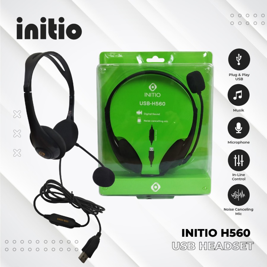 Headset Initio USB H560 with Noise Cancelling Microphone