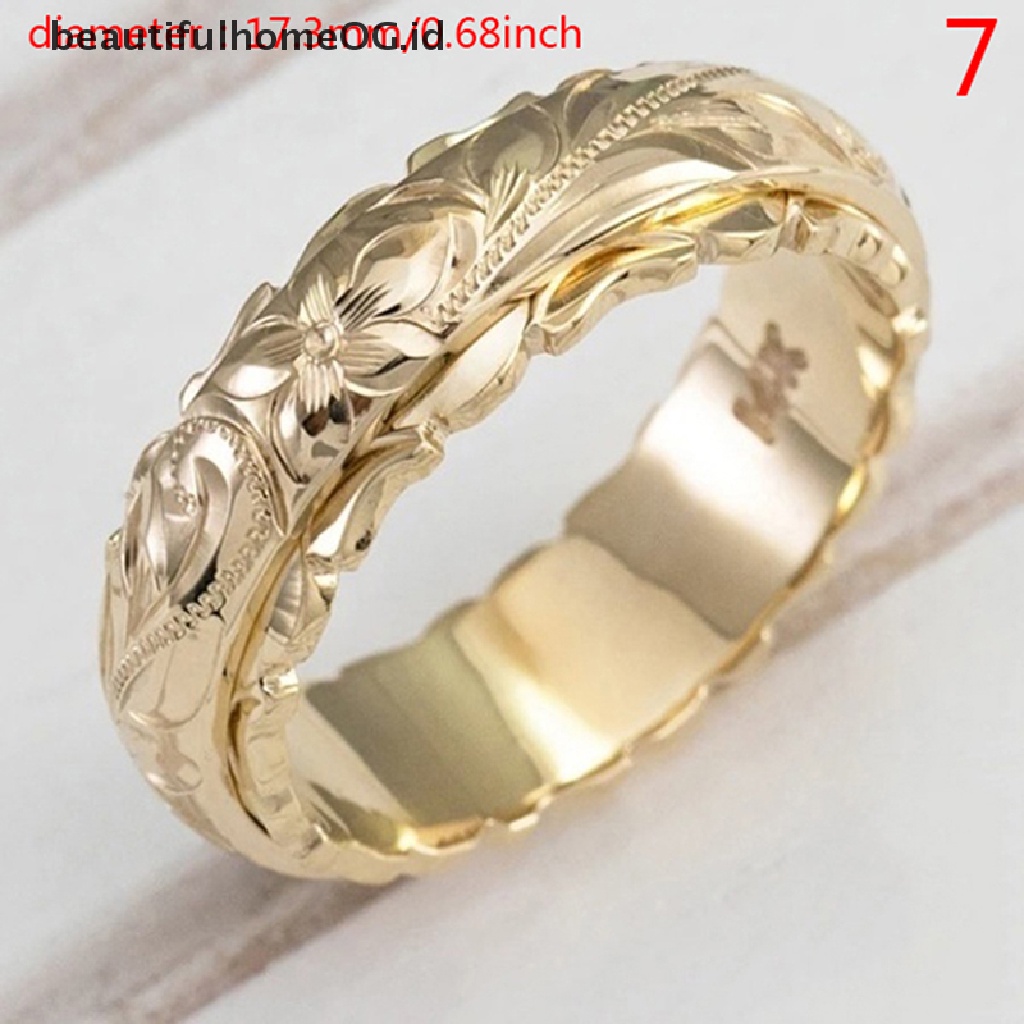 Cincin Emas 14k Desain Ukiran Bunga Untuk Wanita