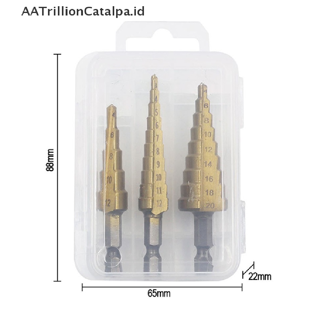 Aatrillioncatalpa 3Pcs Mata Bor HSS Lapis Titanium Untuk Melubangi Kayumetal