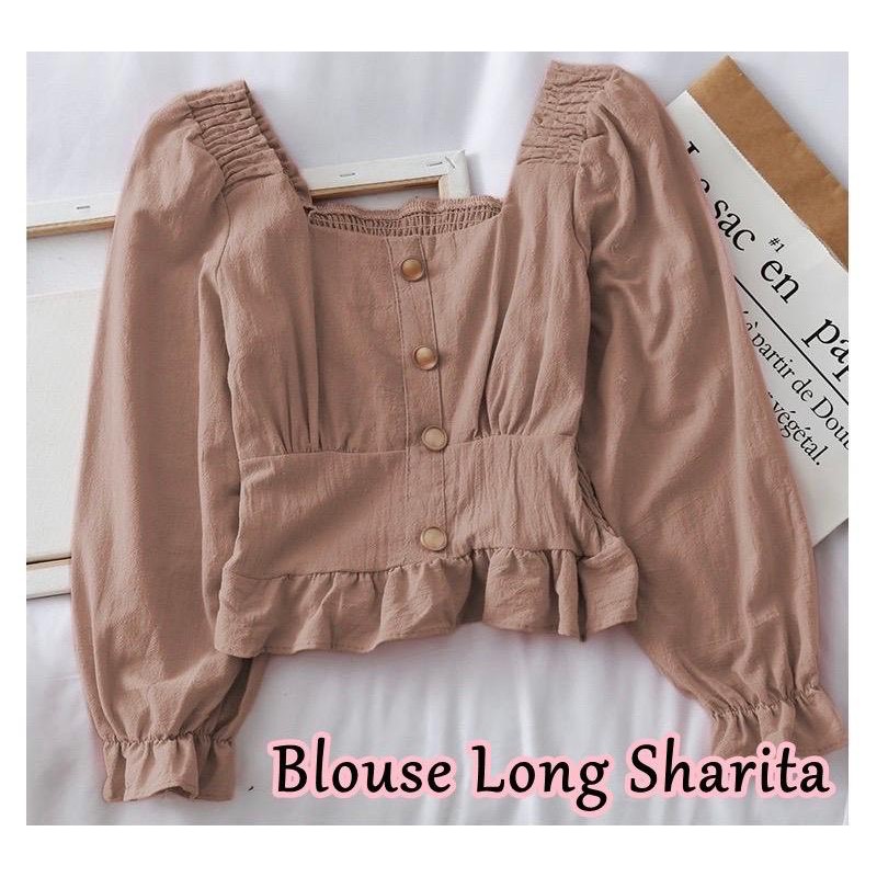 BLOUSE ANITA & SHARITA/ BLOUSE WANITA BAHAN KULIT JERUK/ BAJU CROP WANITA JUMBO-KHAKI