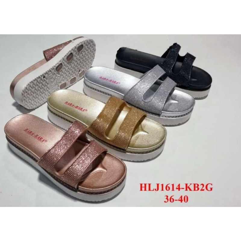 SANDAL JELLY IMPORT SANDAL BARA BARA SANDAL GLITER 4cm wedges
