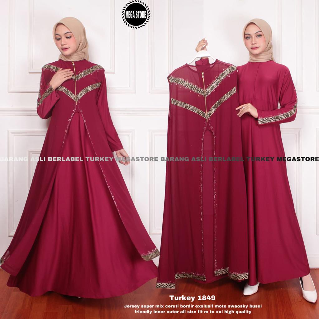 TURKEY 1849 BERLABEL MEGASTORE / GAMIS ABAYA BERBAHAN JERSEY WARNA MAROON / GAMIS POLOS BERBAHAN RAY