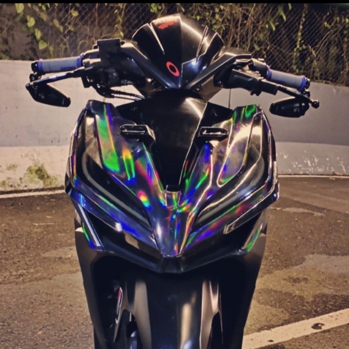 Sticker Body Motor Laser Chrome Black TERMURAH