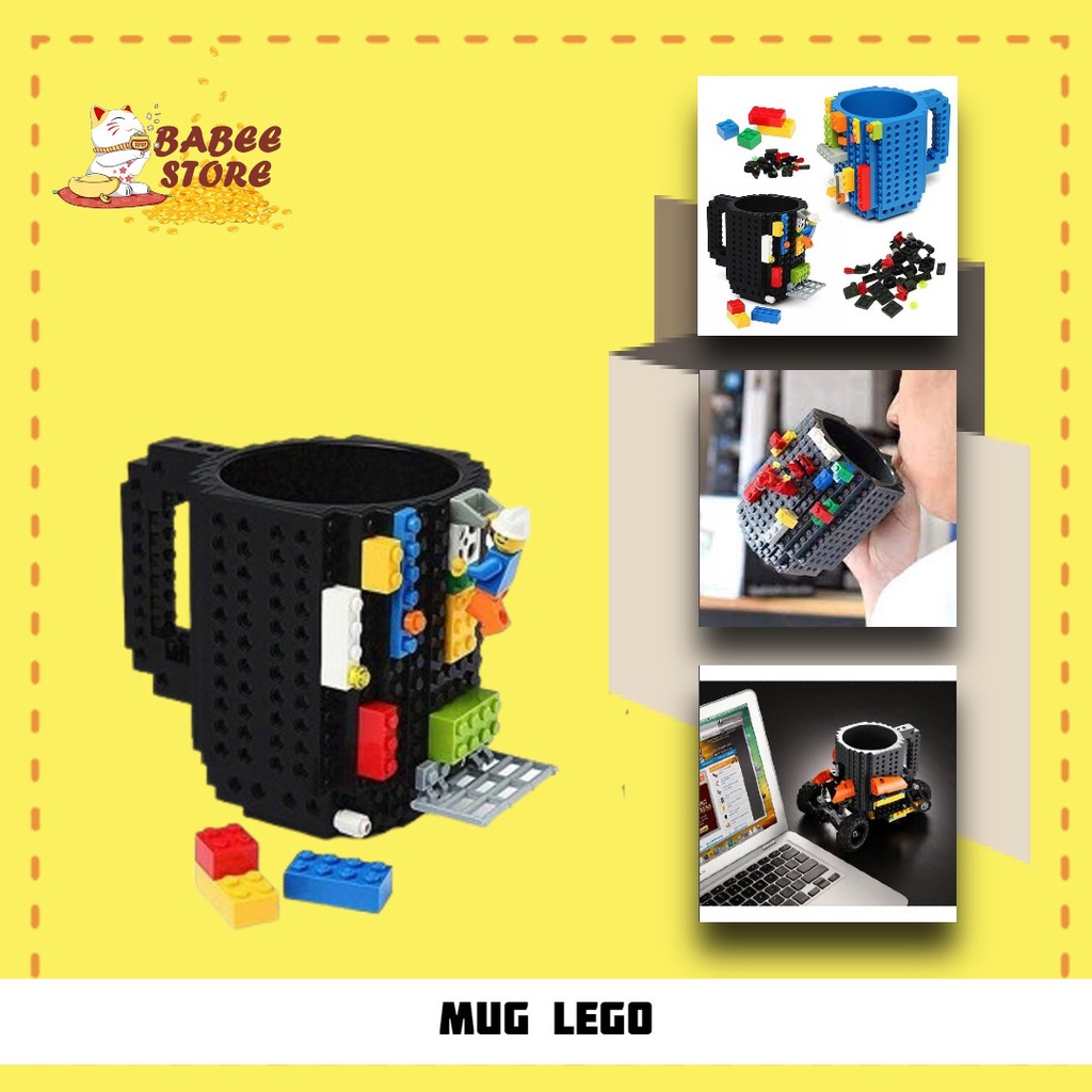 BABEE - MUG LEGO / GELAS LEGO BUILD ON BRICK / GELAS UNIK ANAK