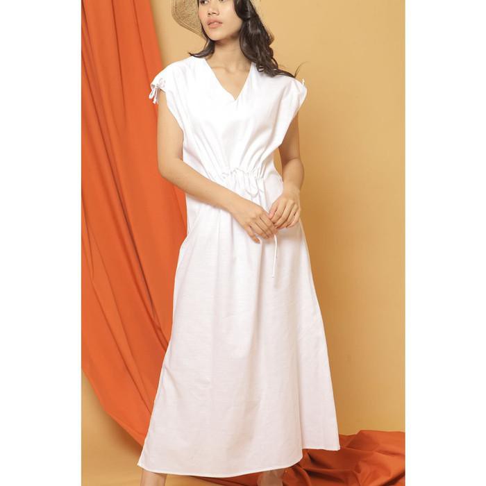 D7 Pakaian Wanita Namira White Dress Merche - Xl