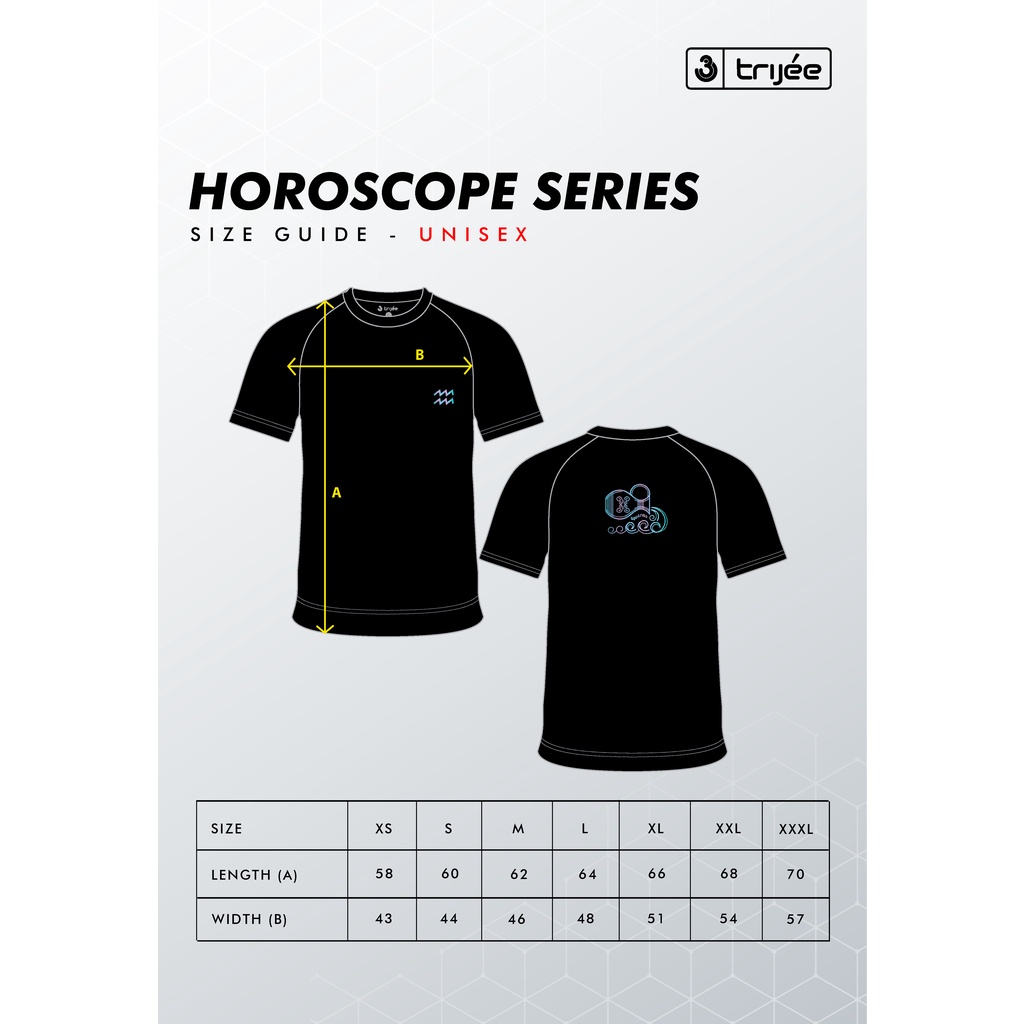 Trijee Baju Olahraga Unisex Lengan Pendek Horoscope Tee Pisces - Black