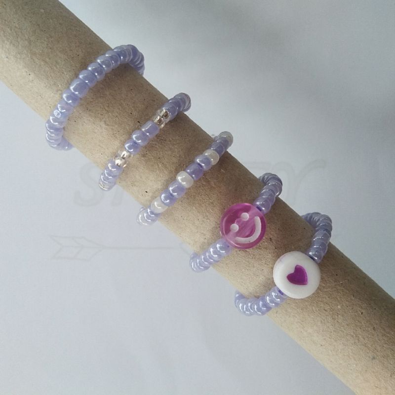 (set isi 5pc) cincin lucu cincin manik murah bead ring cincin aesthetic