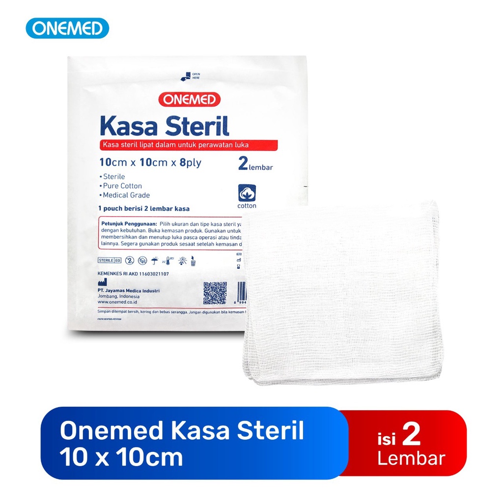 Kasa Steril 108225 OM 10x10 cm 8 ply Isi 2 Lembar / Pack