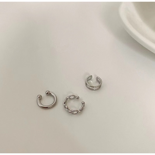 Anting Korea Perempuan Dewasa Giwang 1 Set 3 pcs Silver Bahan Alloy Aksesoris anting import ANT95