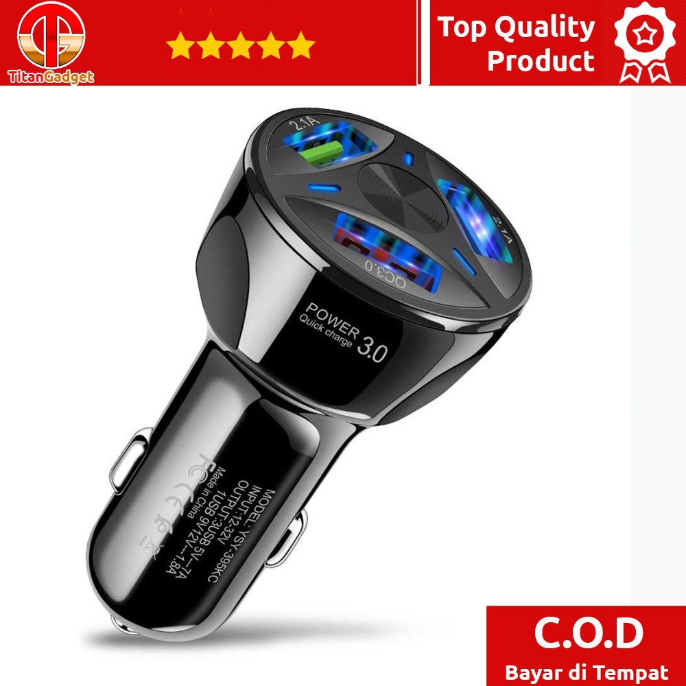 Grab Medan Suhach Car Charger Mobil USB 3 Port 2.1A QC3.0 - APD-369 TItanGadget