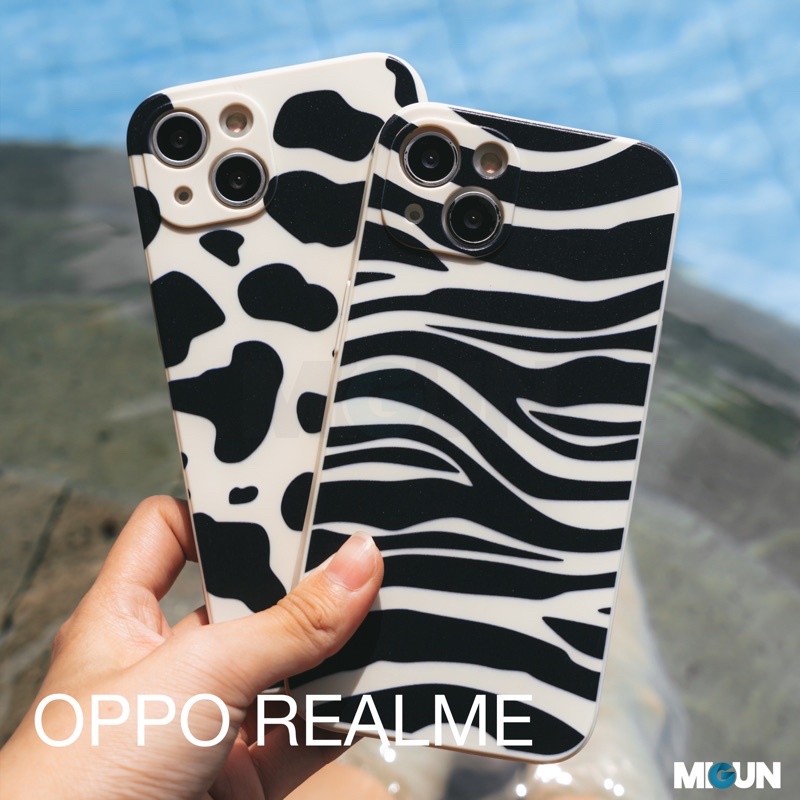 Moo Zebra Patern Case For OPPO REALME A12 A5S A11K A15 A16 A53 A54 A52020 A3S A52 A1k C20 C21 5i C3 C25 C12 C15 C1 C2