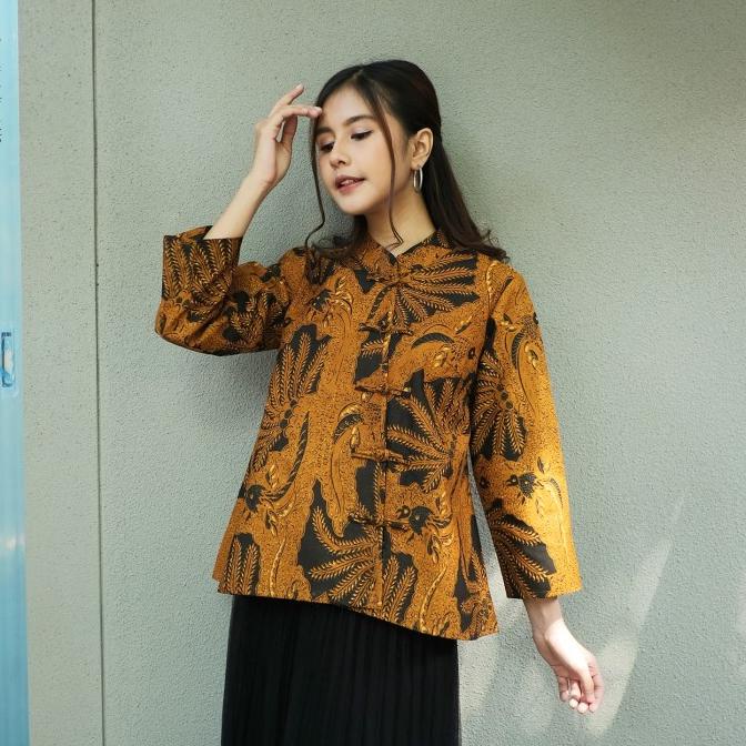 NONA RARA - Vivi Sogan T0700, Baju atasan kerja blouse batik wanita